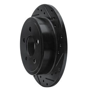 Jeep Wrangler Brake Rotor (1) - Rear Right - R1 Concepts - Drilled & Slotted - Black - `03-`07